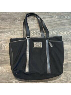 Coach Legacy Hampton Black Canvas Large Tote City Bag Work Diaper Bag Purse Y2K